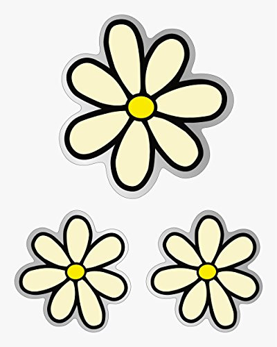 carstyling XXL Aufkleber Blumen-Set Dimension 3 Stück weiß/gelb