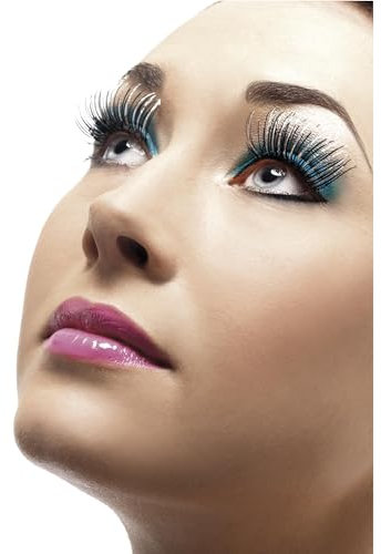 Smiffys Cils, argent, hologramme, avec colle