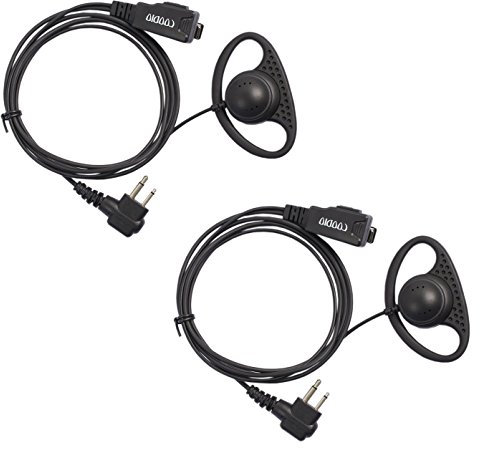 COODIO 2 x Radio Cuffia 2-Pin a Forma di D Microfono con Auricolare Headset la Sicurezza e Bodyguard per Motorola CP040, CP140, Hytera, Midland Ricetrasmittente