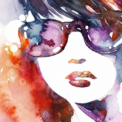 Innova fp07189 Glasbild Sunglasses Wanddekoration Sicherheitsglas orange/rot/violett/weiß/blau 70 x 70 cm