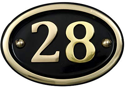 Solid Brass House Number Oval Design (No 28)