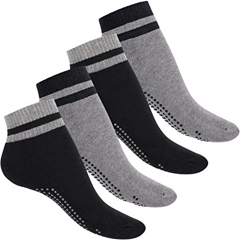 Celodoro Damen und Herren Yoga & Wellness Socken (4 Paar), ABS Söckchen mit Frottee-Sohle - Variante 2 43-46
