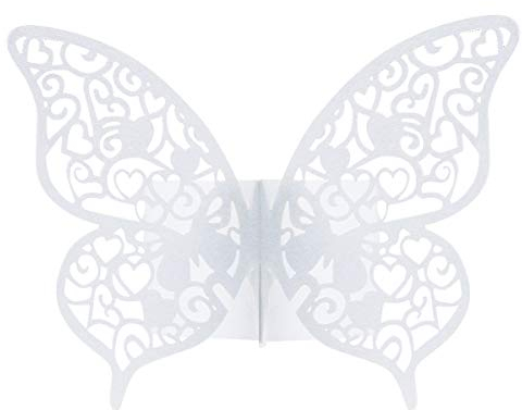 Dokpav 50 Stück Schmetterling Papier Serviettenring für Hochzeit, Taufe, Kommunion, Graduierung, Geburtstag, Weihnachten, bankett Party Tischdekoration (Weiß)