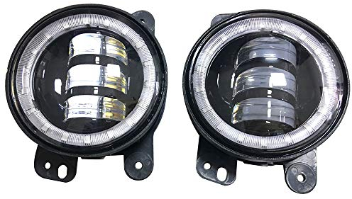 SXMA 4 Zoll 10.2cm Runde LED-Nebelscheinwerfer Farbe RGB-Halo-Ring DRL-LED-Nebelscheinwerfer Frontstoßstange Licht Bluetooth-Steuerung für 2007-2017 J eep Wrangler JK JKU