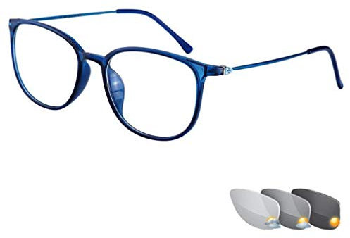 Lunettes de Lecture Multi-Focus Retro Fashion, Lunettes pour Hommes et Femmes Plein Cadre, Jambes en métal, Verres PC, Verres bifocaux antifatigue Ultra-légers, Confortable Simple stylé