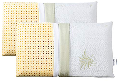 EVERGREENWEB Angebot! 2er Set Kissen 40x80 Hoch 18 cm 100% Memory Foam, Doppelbezug aus Aloe Vera und Baumwolle, herausnehmbar, für Halswirbelsäulenschmerzen, Medizinischem Gerät