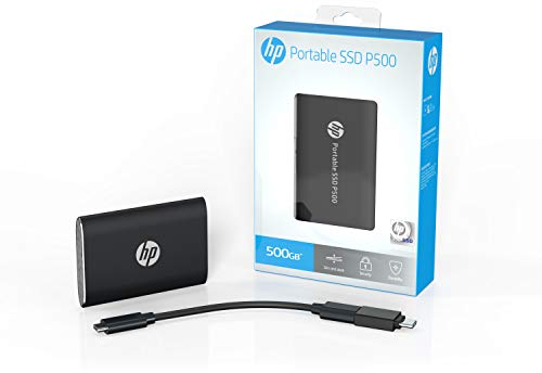 Hewlett Packard 7NL53AA#ABB - Disque SSD Externe Portable P500-500 Go - USB 3.1 Gen 2 (USB-C connecteur) - Noir