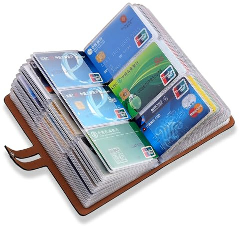 Romozi RFID Credit Card Holder, Leather Business Card Organizer with 96 Card Slots, Credit Card Case for Managing Your Different Cards and Important Documents to Prevent Loss or Damage (Black)