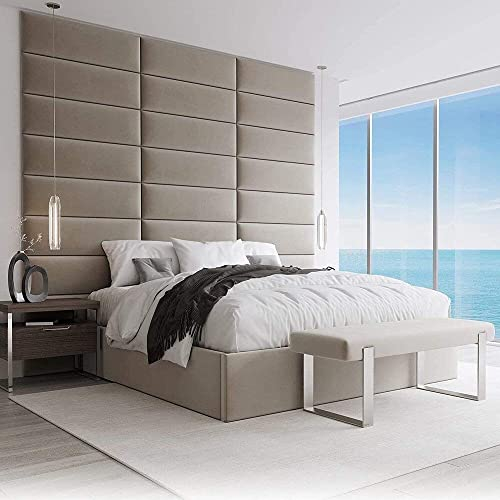 VANT Têtes de lit Rembourrées - Panneaux Muraux d'appoint - Paquet de 4 - Tête de lit avec lit King Size (76cm de Large, Peluche Velvet Sand Storm)