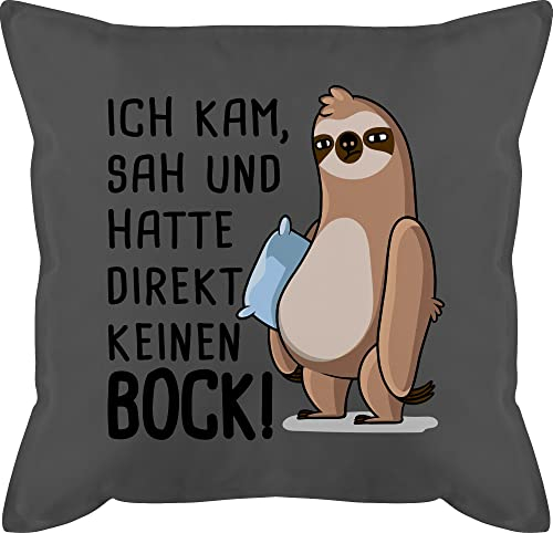 Shirtracer Kissen 50x50 - Statement - Hatte direkt keinen Bock - Faultier - 50 x 50 cm - Grau - motivkissen Tiere Statement-Kissen Statements kam SAH mit füllung kopfkissen schwarz sprüche Faultiere