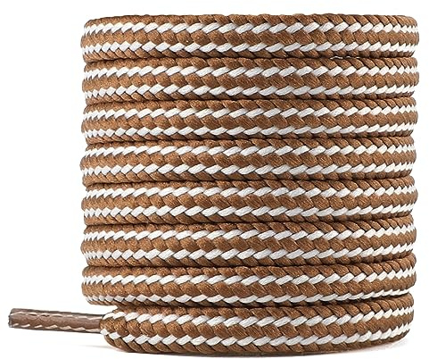 Knixmax Cordones Redondos para Zapatos [2 Pares] Cordones Duraderos para Botas de Senderismo y Trekking Zapatos,Marrón-Caqui 90cm