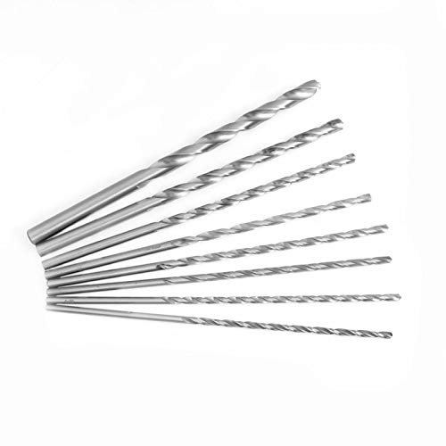 Punta elicoidale, 8 pezzi 4-10 mm extra lunga in acciaio ad alta velocità con gambo diritto utensile per trapano elicoidale, per lavori di perforazione, materiali morbidi alluminio, legno, plastica