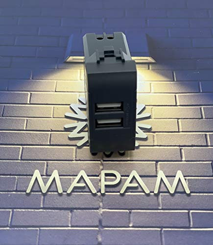 TOT ELECTRIC Presa Frutti Compatibili con Bticino Living Bianco Argento Nero USB DOPPIO e USB SINGOLO 2A Presa A Muro per Supporti Bticino Living 220V da Incasso (USB Doppio, Nero)