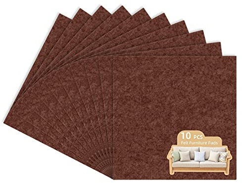 10 Stück Große Möbel Filzgleiter Selbstklebend, Filzgleiter zum Zuschneiden Filzmatte Selbstklebend 3mm, Filzkleber für Stühle, Möbelgleiter für Schwere Möbel (20×20cm, Braun)