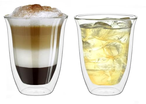 Creano doppelwandige Gläser 400ml „DG-V“, 2er Set, großes Thermoglas doppelwandig aus Borosilikatglas, Kaffeegläser, Teegläser, Latte Gläser, Doppelwandgläser