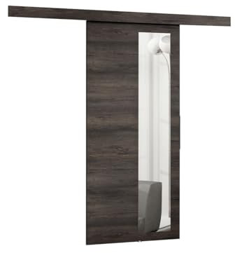 Mirjan24 Sistema di porte scorrevoli Multi III con chiusura automatica, set completo per porte scorrevoli divisorie porte interne (frassino scuro/specchio, modello 80.)