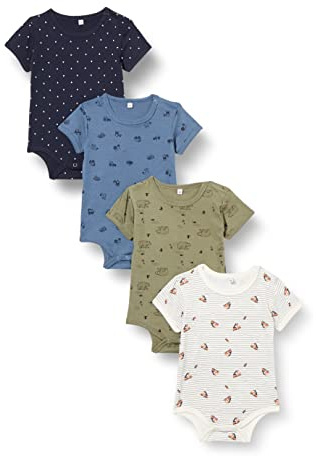 PIPPI Unisex Baby Body SS AO-Printed (4-Pack) Underwear, Deep Lichen Green, 56