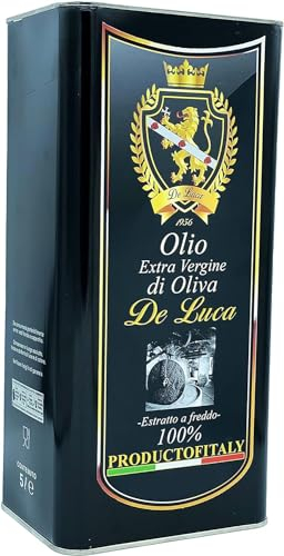 Olio Extravergine Di Oliva Evo 100% Italiano Monocoltura Carolea Estratto a Freddo Made In Italia De Luca L'eccellenza Italiana Che Fa Sognare Il Mondo (5 Litri)