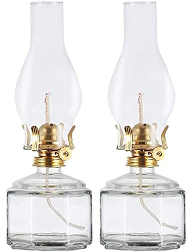 Moddeny Öllampen für den Innenbereich, 11,02 * 3,74-Zoll-Home-Öl-Lampe Laterne, Glas-Metall-Petroleumlampe, Retro winddicht Notfall-Öl-Lampe, für Schlafzimmer, Restaurant, Büro (2PACK)