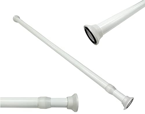 GLOBALCORPORATION Bastone a pressione Binario per tende doccia vasca Asta in alluminio bianco e argento da interno bastone per tendaggi tenda su misura moderni scorrimento movimento (75-135cmBIANCO)