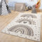 TT Home Kinderzimmerteppich Teppich Junge Mädchen Kinderteppich Baby Regenbogen Motiv, Farbe:Beige, Größe:120 cm Rund