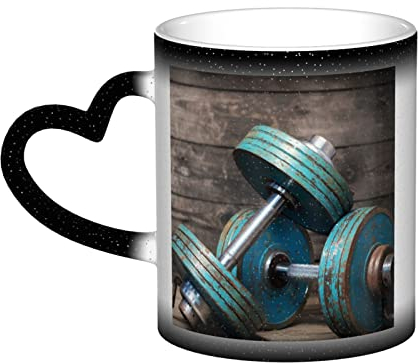 BYTKMRY Novelty Modular Dumbbells Color Changing Mug Heat Sensitive Ceramic Milk Tea Cup Color Changing Coffee Mug Gift - Men&Women