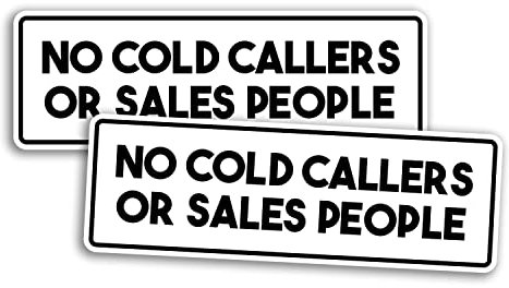 2 x 15cm Wide No Cold Callers Vinyl Stickers - Calling Or Sales People Front Door Sign Note Warning Caution Knocking Sticker #79815