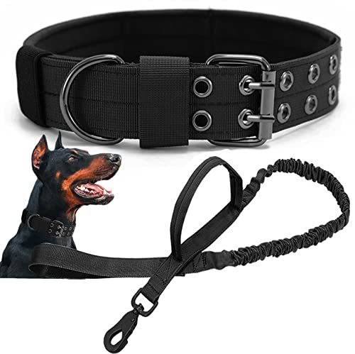 Taktisches Hundehalsband Mit Kontrollgriff und Leine - Militär-Halsband Weich Gepolstert Aus Nylon, Verstellbar für Mittlere und Große Hunde