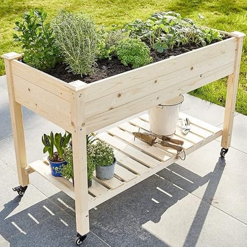 Carré Potager sur Pied en Bois de pin avec roulettes de Haute qualité modèle 510