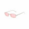 WDZAYXC Occhiali da sole rettangolari classici retrò sottili montatura in metallo occhiali vintage rettangolo color caramella occhiali da sole, argento/rosa