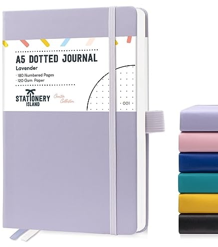 STATIONERY ISLAND bullet dotted journal A5 - Taccuino punteggiato con copertina rigida con 180 pagine numerate, carta spessa 120 gsm e dimensioni 5,3 x8,4 - per tenere un diario, pianificare