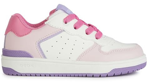 Geox J Washiba Girl D, Scarpe da Ginnastica, Bianco Dk Pink, 38 EU