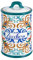 Baroni Home Barattolo Zucchero Decorato in Ceramica con Coperchio Ermetico, Accessorio da Cucina Colorato Resistente, Linea Capri, 11x11x17 cm