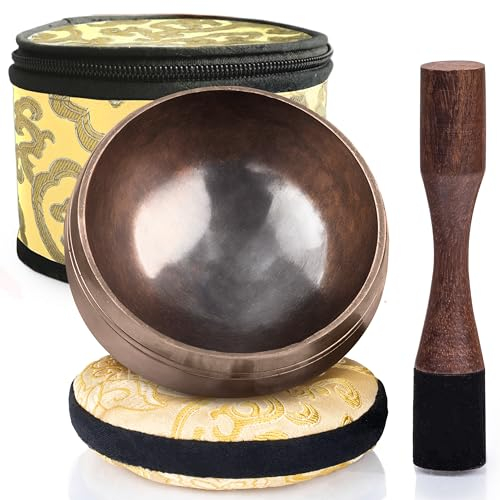 Cuenco Tibetano – Perfecto para Yoga y Meditación – Silent Mind – Gong Tibetano para una Experiencia Zen – Incluye Cojín, Mazo con Agarre Tipo Lápiz y Caja de Almacenamiento