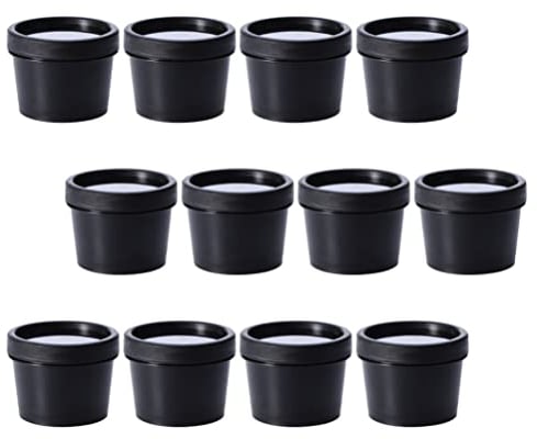 12Pcs Ice Cream Containers 100g Freezer Storage Tubs with Lids Reusable Small Ice Cream Tubs Silicone Freezer Food Storage Containers for Home Kitchen (Black)
