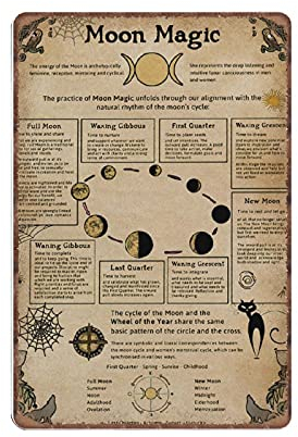 Witchcraft Knowledge Moon Magic Blechschilder, Witchcraft Witch Art, Witch Gift, Witch Funny Vintage Metal Sign Plaqu Poster Wall Art Pub Bar Kitchen Garden Bathroom Home Decor, 20,3 x 30,5 cm