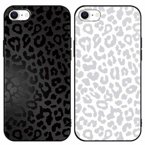 Yoedge 2 Pack Black Leopard Phone Case Compatible with iPhone 8/SE 2022/7/SE 2020 4,7,Ultrathin Soft Silicone with Aesthetics Pattern,Shockproof Bumper Protector Matte Girls Cover for iPhone7,Cheetah