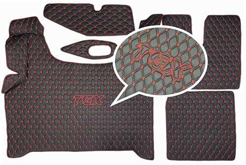 Fußmatten, Automatten LKW Man TGX Automatikgetriebe 2020+ Logo Stickerei TGX (Schwarz-Rot)