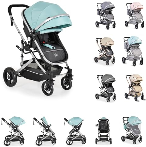 Moni Kinderwagen Ciara Tragetasche Sportsitz Wickeltasche faltbar Sitz umkehrbar, Farbe:blau schwarz