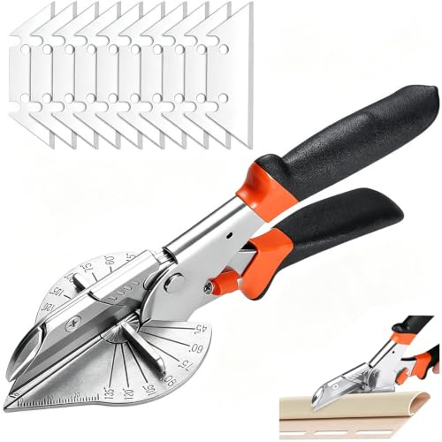 GIONAR Miter Shears, 45 to 135 Degree Trunking Cutter Trim Cutter, Multi-Angle Gasket Shear for Soft Wood, Plastic, PVC, Angular Cutting and Moulding Trim, Blind Cutter with 10 Spare Blades