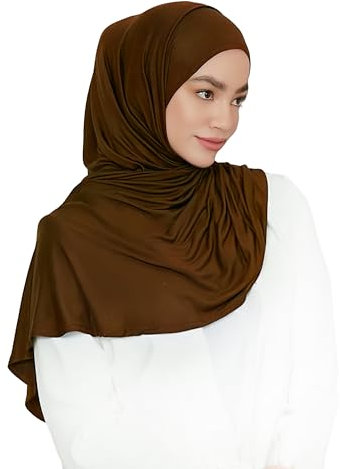 Lina & Lily Damen Instant Hijab Kopftuch Ready-To-Wear Modal Jersey (Braun Mittel)