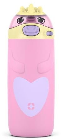 Ello Ellies 12oz Vacuum Insulated Stainless Steel Kids Water Bottle with Straw and Built-in Carrying Handle and Leak-Proof Locking Lid for School Backpack, Lunchbox and Outdoor Sports, Unicorn