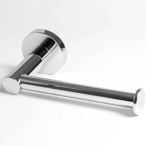 Pebble Grey™ London Toilet Roll Holder for Bathroom, Wall Mounted with Screws, Polished Toilet Paper Holder, Minimalist, Modern, Anti-Rust, Concealed Fixings - Chrome