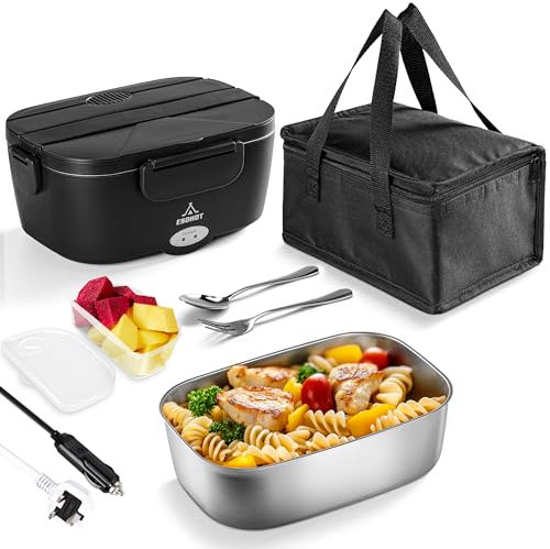 ESOHOT Electric Lunch Box 80W Heated Lunchbox for Adults 1.5L 12V 24V 110V Electric Lunch Box Food Heater for Car/Truck/Office