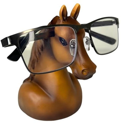 Top Brass Brauner Pferdekopf-Brillenhalter – skurrile Lesebrille Sonnenbrillenständer – lustiger Schreibtisch Nachttisch Keeper Rack Display – Reiter Rodeo Figur