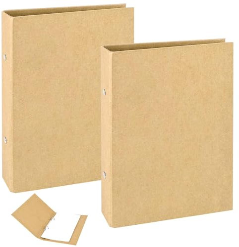 XIAQICA 2 Stück Ringbuchordner A5 Nachfüllbar Kraftpapier Ringordner A5 Ringbuch Kraft Loseblattpapier Kraftpapier-Binderschale mit 2 Ringen für Schule, Büro (23.5 x 17.5 cm)