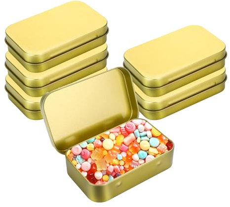 6 Stück Metallbox mit Deckel - Kleine Konservendosen Leer, Blechdose, Aufbewahrungsbox (Gold)