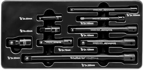 WinHolder 9pcs Mixed Drive Impact Wrench Impact Socket Extension Bar Set Power Nut 1/4 3/8” 1/2 Drive
