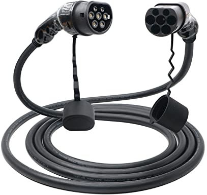 HYQOUKLR Cavo di Ricarica EV, Cavo di Ricarica EV 11KW Trifase Tipo 2 IEC 62196 EVSE for Veicoli elettrici Cavo di prolunga da 10 M Femmina a Maschio Ricarica sicura