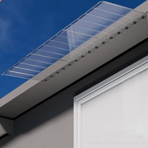 Tenda da sole curva per portico anteriore per esterni, design moderno, con protezione UV, facile da installare, in policarbonato trasparente, per giardino, patio, finestra, 45 x 150 cm